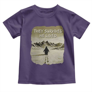 Nihilist Penguin Hiking Meme Toddler T Shirt They Survived He Lived TS14 Purple Print Your Wear