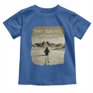 Nihilist Penguin Hiking Meme Toddler T Shirt They Survived He Lived TS14 Royal Blue Print Your Wear