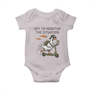 Funny Goose Support Freedom Meme Baby Onesie Off To Monitor The Situation TS14 Ice Gray Print Your Wear