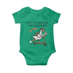 Funny Goose Support Freedom Meme Baby Onesie Off To Monitor The Situation TS14 Irish Green Print Your Wear