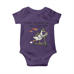 Funny Goose Support Freedom Meme Baby Onesie Off To Monitor The Situation TS14 Purple Print Your Wear