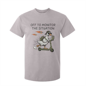 Funny Goose Support Freedom Meme T Shirt For Kid Off To Monitor The Situation TS14 Ice Gray Print Your Wear