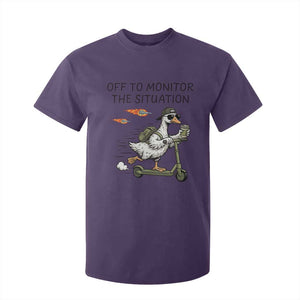 Funny Goose Support Freedom Meme T Shirt For Kid Off To Monitor The Situation TS14 Purple Print Your Wear