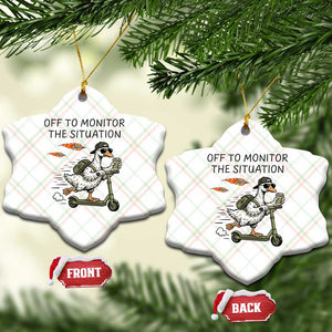 Funny Goose Support Freedom Meme Ceramic Ornament Off To Monitor The Situation TS14 Print Your Wear