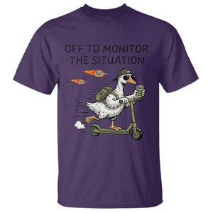 Funny Goose Support Freedom Meme T Shirt Off To Monitor The Situation TS14 Purple Print Your Wear