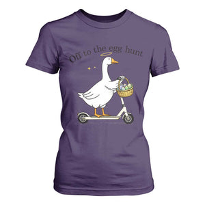 Off To The Egg Hunt T Shirt For Women Funny Easter Goose TS14 Purple Print Your Wear