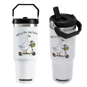 Off To The Egg Hunt Flip Straw Tumbler Funny Easter Goose TS14 One Size: 30 oz White Print Your Wear