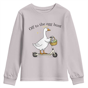 Off To The Egg Hunt Youth Sweatshirt Funny Easter Goose TS14 Ice Gray Print Your Wear