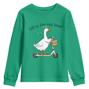 Off To The Egg Hunt Youth Sweatshirt Funny Easter Goose TS14 Irish Green Print Your Wear