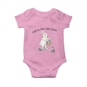 Off To The Egg Hunt Baby Onesie Funny Easter Bunny TS14 Light Pink Print Your Wear