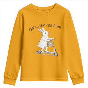 Off To The Egg Hunt Youth Sweatshirt Funny Easter Bunny TS14 Gold Print Your Wear