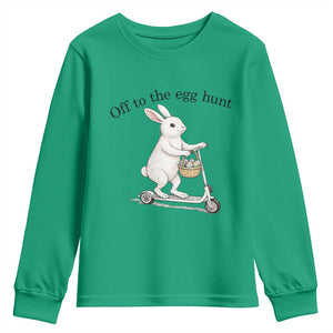 Off To The Egg Hunt Youth Sweatshirt Funny Easter Bunny TS14 Irish Green Print Your Wear