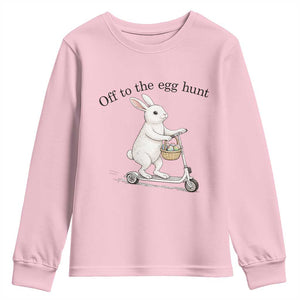 Off To The Egg Hunt Youth Sweatshirt Funny Easter Bunny TS14 Light Pink Print Your Wear