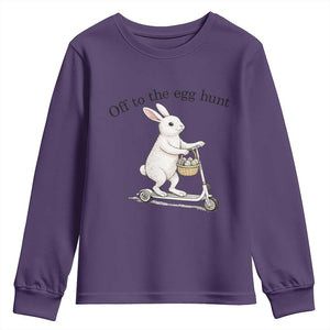 Off To The Egg Hunt Youth Sweatshirt Funny Easter Bunny TS14 Purple Print Your Wear
