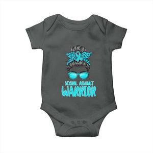Sexual Assault Awareness Messy Bun Support Survivors Baby Onesie TS14 Dark Heather Print Your Wear