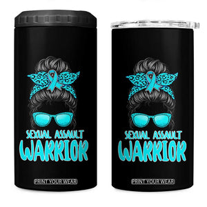 Sexual Assault Awareness Messy Bun Support Survivors 4 in 1 Can Cooler Tumbler TS14 One Size: 16 oz Black Print Your Wear