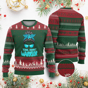 Sexual Assault Awareness Messy Bun Support Survivors Ugly Christmas Sweater TS14 Red Green Print Your Wear