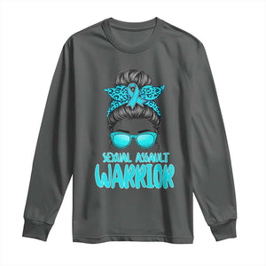 Sexual Assault Awareness Messy Bun Support Survivors Long Sleeve Shirt TS14 Dark Heather Print Your Wear