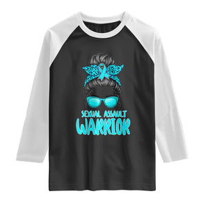 Sexual Assault Awareness Messy Bun Support Survivors Raglan Shirt TS14 Black White Print Your Wear