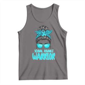 Sexual Assault Awareness Messy Bun Support Survivors Tank Top TS14 Deep Heather Print Your Wear