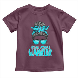Sexual Assault Awareness Messy Bun Support Survivors Toddler T Shirt TS14 Maroon Print Your Wear