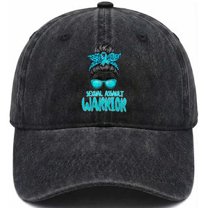 Sexual Assault Awareness Messy Bun Support Survivors Washed Cotton Baseball Cap TS14 Washed Cap Universal Fit Black Print Your Wear
