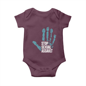Stop Sexual Assault Baby Onesie Teal Ribbon Hand TS14 Maroon Print Your Wear