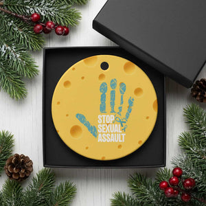 Stop Sexual Assault Ceramic Ornament Teal Ribbon Hand TS14 1pc Yellow Cheese Print Your Wear