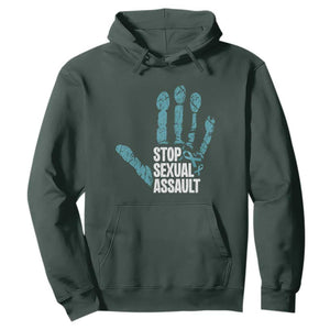 Stop Sexual Assault Hoodie Teal Ribbon Hand TS14 Dark Forest Green Print Your Wear