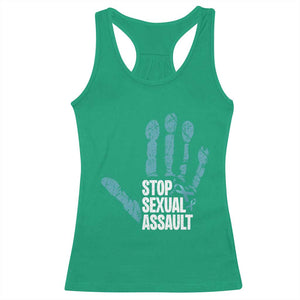 Stop Sexual Assault Racerback Tank Top Teal Ribbon Hand TS14 Irish Green Print Your Wear