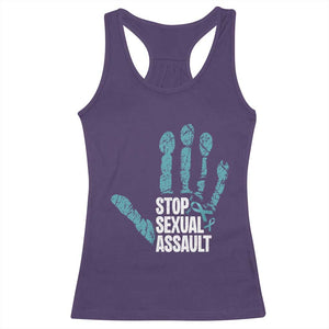 Stop Sexual Assault Racerback Tank Top Teal Ribbon Hand TS14 Purple Print Your Wear