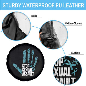 Stop Sexual Assault Spare Tire Cover Teal Ribbon Hand TS14 Print Your Wear