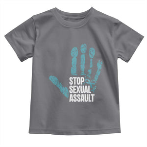 Stop Sexual Assault Toddler T Shirt Teal Ribbon Hand TS14 Charcoal Print Your Wear