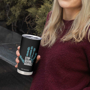 Stop Sexual Assault Tumbler Cup Teal Ribbon Hand TS14 Print Your Wear