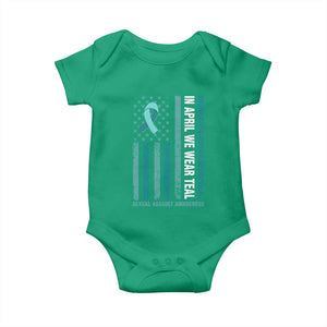 Sexual Assault Awareness American Flag Baby Onesie In April We Wear Teal Ribbon TS14 Irish Green Print Your Wear