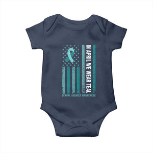 Sexual Assault Awareness American Flag Baby Onesie In April We Wear Teal Ribbon TS14 Navy Print Your Wear