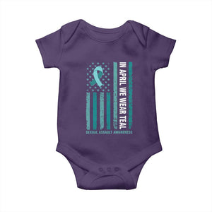 Sexual Assault Awareness American Flag Baby Onesie In April We Wear Teal Ribbon TS14 Purple Print Your Wear