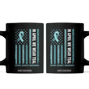 Sexual Assault Awareness American Flag Coffee Mug In April We Wear Teal Ribbon TS14 Black Print Your Wear