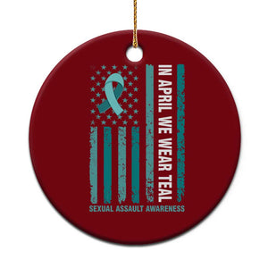 Sexual Assault Awareness American Flag Ceramic Ornament In April We Wear Teal Ribbon TS14 1pc Red Print Your Wear
