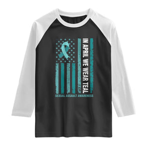 Sexual Assault Awareness American Flag Raglan Shirt In April We Wear Teal Ribbon TS14 Black White Print Your Wear
