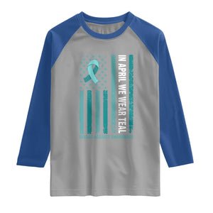 Sexual Assault Awareness American Flag Raglan Shirt In April We Wear Teal Ribbon TS14 Sport Gray Royal Print Your Wear
