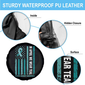 Sexual Assault Awareness American Flag Spare Tire Cover In April We Wear Teal Ribbon TS14 Print Your Wear