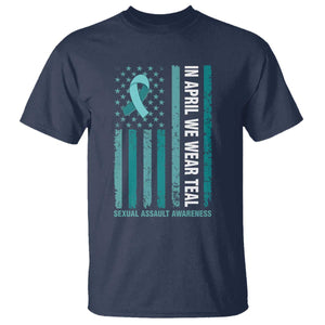 Sexual Assault Awareness American Flag T Shirt In April We Wear Teal Ribbon TS14 Navy Print Your Wear