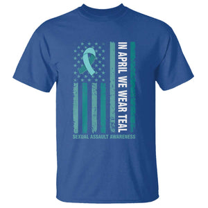 Sexual Assault Awareness American Flag T Shirt In April We Wear Teal Ribbon TS14 Royal Blue Print Your Wear