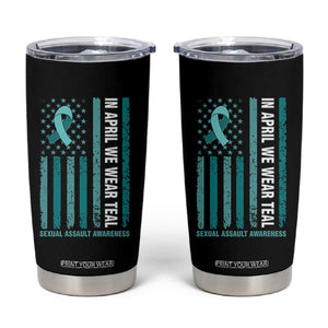 Sexual Assault Awareness American Flag Tumbler Cup In April We Wear Teal Ribbon TS14 Black Print Your Wear