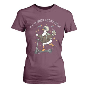 Funny Goose Support Freedom T Shirt For Women Off To Watch History Repart TS14 Maroon Print Your Wear