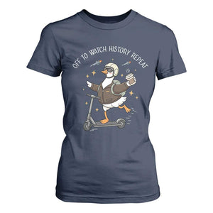 Funny Goose Support Freedom T Shirt For Women Off To Watch History Repart TS14 Navy Print Your Wear