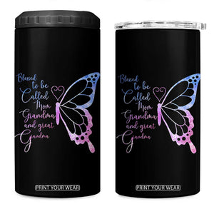 Blessed to Be Called Mom Grandma Great Grandma 4 in 1 Can Cooler Tumbler Mama Butterfly Mother's Day Gift TS14 One Size: 16 oz Black Print Your Wear