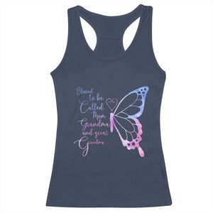 Blessed to Be Called Mom Grandma Great Grandma Racerback Tank Top Mama Butterfly Mother's Day Gift TS14 Navy Print Your Wear