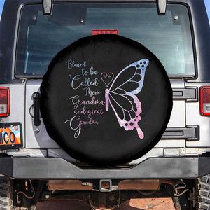 Blessed to Be Called Mom Grandma Great Grandma Spare Tire Cover Mama Butterfly Mother's Day Gift TS14 No hole Black Print Your Wear